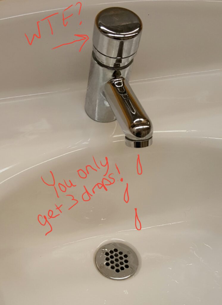 button faucet annoyance